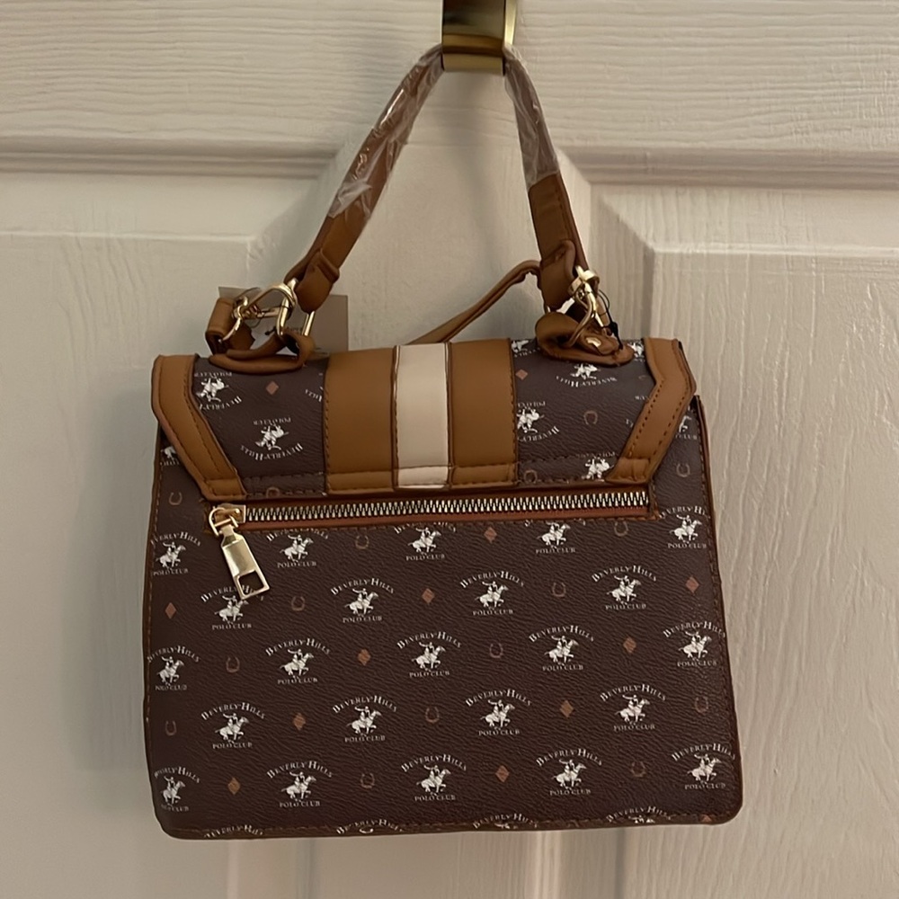 Beverly Hills Polo Club Brown Crossbody Bag with Monogram Design - Picture 5 of 5
